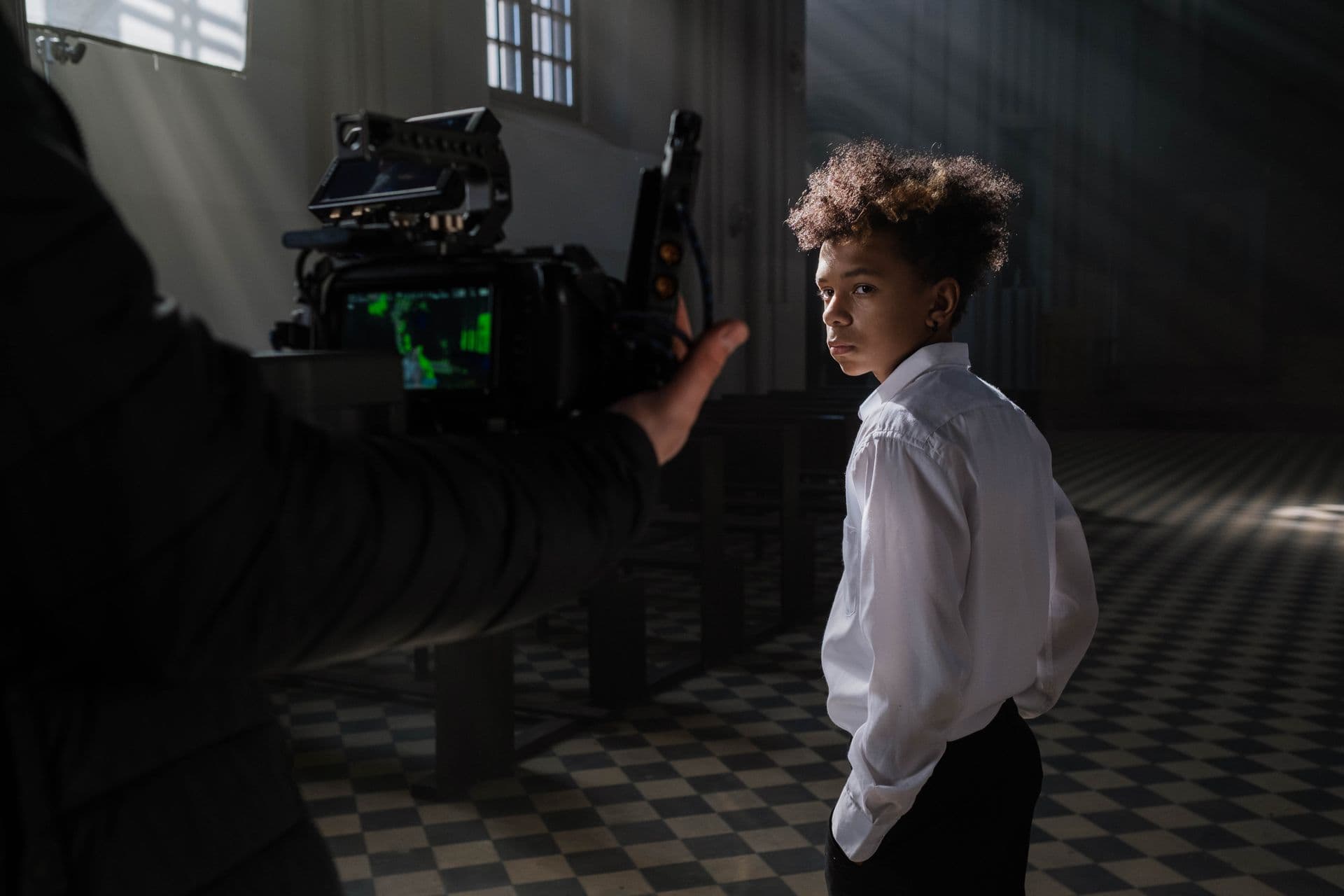 Young creator on a film set